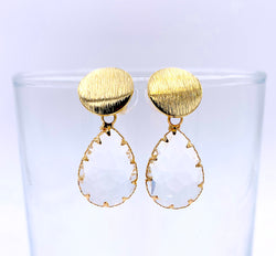 Gold Teardrop Earrings, Rain Drop, Clear Crystal Dangle Earrings, Minimalist Pear, Boho Jewelry, Elegant Everyday Earrings, Unique Jewelry,