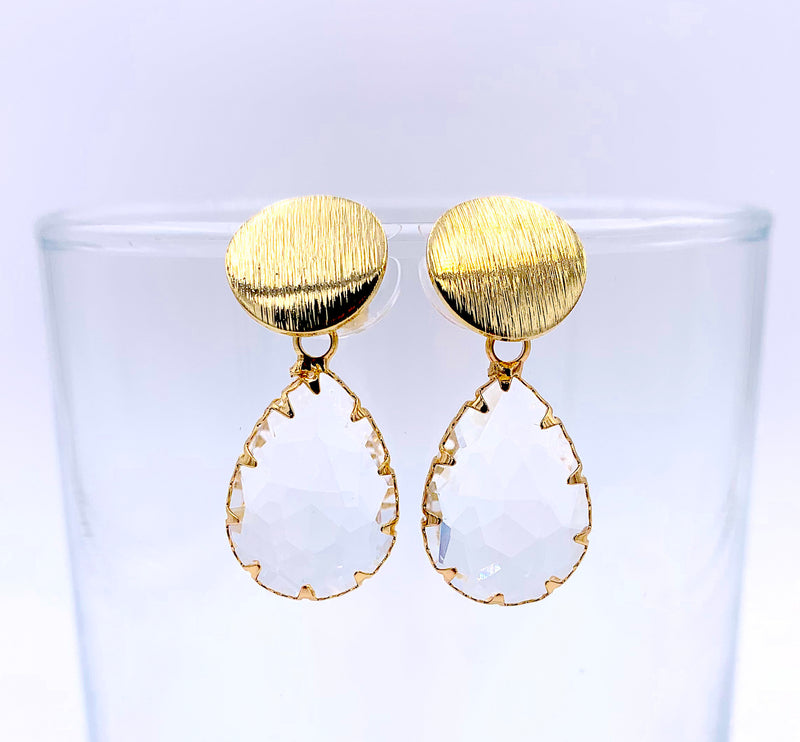 Gold Teardrop Earrings, Rain Drop, Clear Crystal Dangle Earrings, Minimalist Pear, Boho Jewelry, Elegant Everyday Earrings, Unique Jewelry,