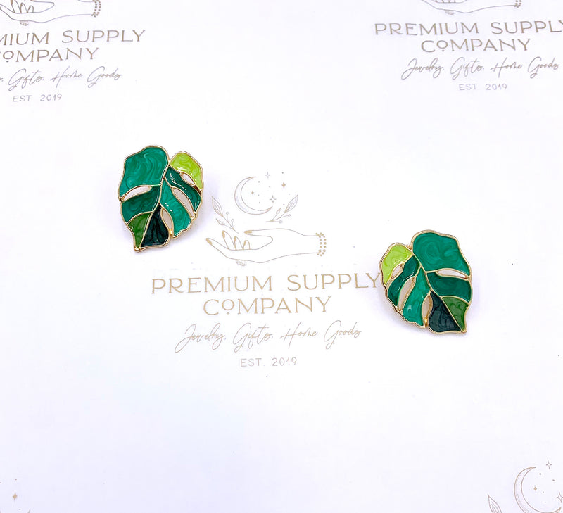 Monstera Leaf Earrings, Tropical Earrings, Vacation Jewelry, Boho Jewelry, Plant Lady Gifts, Palm Leaf Earrings, Tropical Plant Earrings