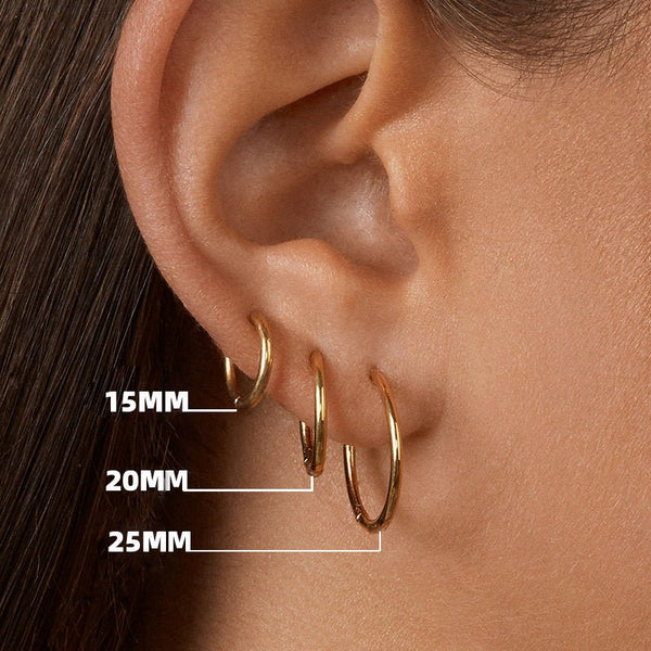 Thin Gold Hoop Earrings, Stainless Steel Gold Hoop Earrings, 25mm, 20mm, 15mm Simplistic Jewelry, Minimalist Boho Earrings, Hinged Hoops,