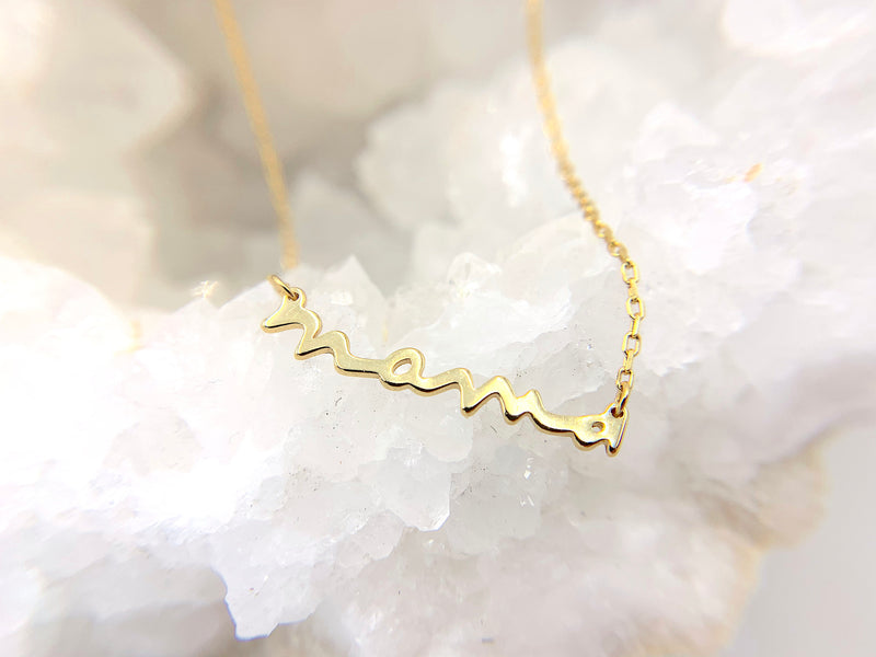 Gold Mama Necklace, Gifts For Mom, Name Plate Necklace, Boho Jewelry, Minimalist Necklace, 925 Sterling Silver, Mothers Day, Mom Necklace