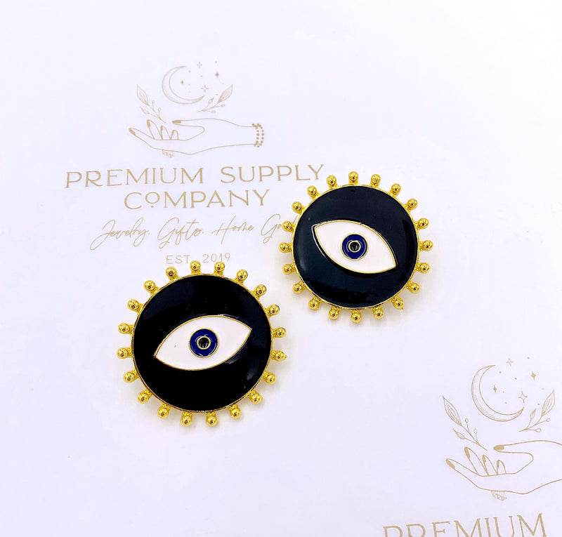 Big Evil Eye Earrings, Protection Jewelry, Boho Earings, Gifts For Her, Spiritual Earring, Stud Earrings, Unique Jewelry, Blue And Gold Eye