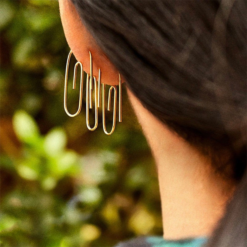 Minimalist Gold Paper Clip Earrings, Dangle Paperclip Earring, Dainty Jewelry, Boho Jewelry, Thin Gold Earrings, Unique Earrings, For Her