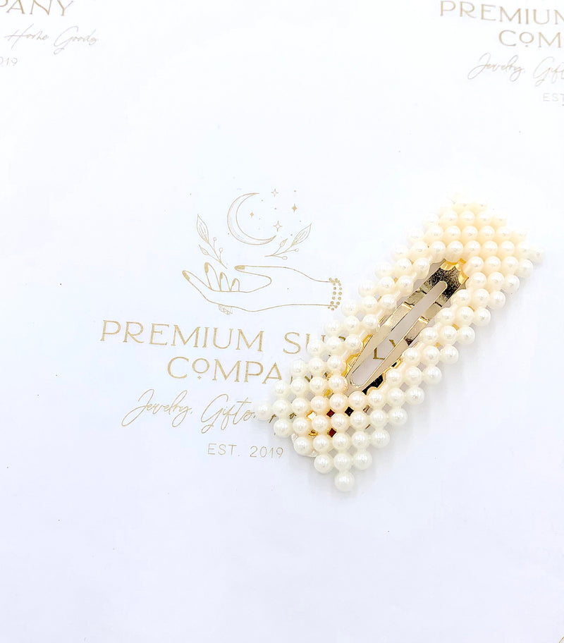 Rectangle Gold And Pearl Hair Barrette, Elegant Hair Accessories, Wedding Accessories, Boho Hair Pin, Pearl Hair Pin, Gold Hair Clip,