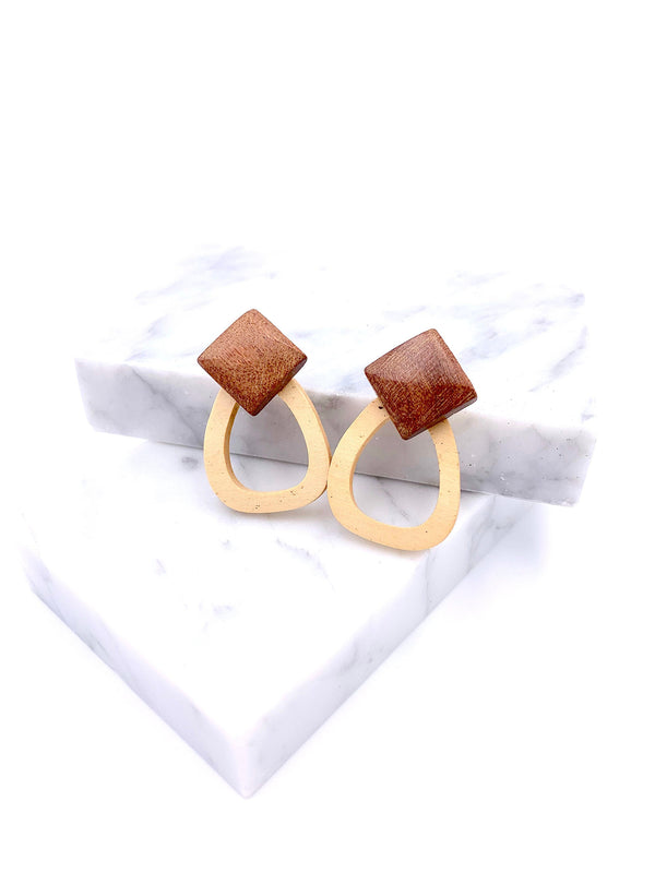 Geometric Wood Earrings, Wood Drop Earrings, Minimalist Jewelry, Summer Earrings, Natural Wood Jewelry, Gifts For Her, Unique Jewelry