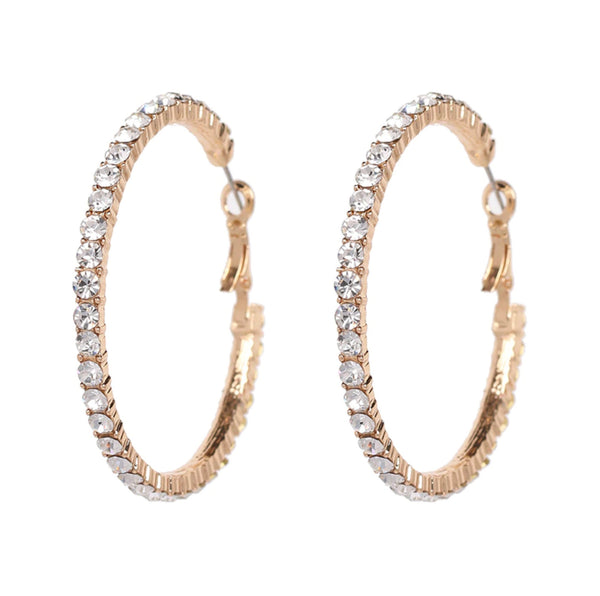 Clear Crystal and Gold Hoop Earrings, Jeweled Boho Earrings, Bling Hoops, Light Weight Hoops, Crystal Hoop Earrings, Statement Earrings,