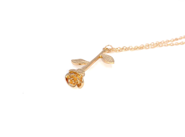 Dainty Gold Rose Pendant Necklace, Minimalist Jewelry, Everlasting Rose, Rose Charm Necklace, Valentines Day, Mothers Day, Anniversary Gifts