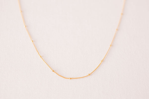 Dainty Gold Bohemian Clavicle Chain Necklace, Minimalist Thin Gold Necklace, Short Gold Beaded Chain, Gifts For Her, 925 Sterling Silver