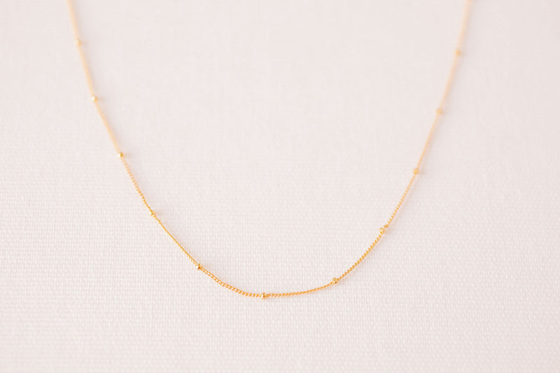 Dainty Gold Bohemian Clavicle Chain Necklace, Minimalist Thin Gold Necklace, Short Gold Beaded Chain, Gifts For Her, 925 Sterling Silver