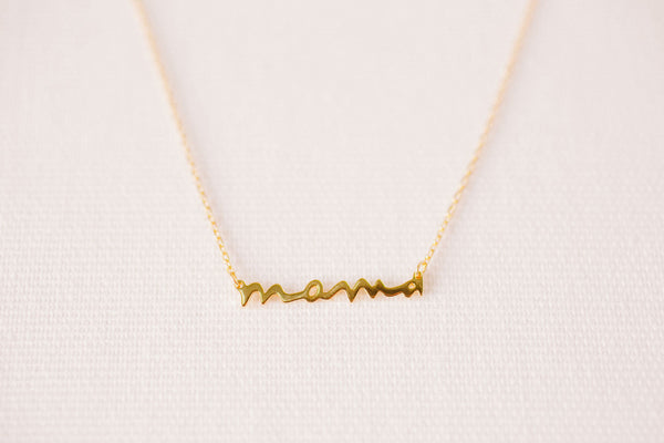 Gold Mama Necklace, Gifts For Mom, Name Plate Necklace, Boho Jewelry, Minimalist Necklace, 925 Sterling Silver, Mothers Day, Mom Necklace