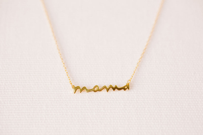 Gold Mama Necklace, Gifts For Mom, Name Plate Necklace, Boho Jewelry, Minimalist Necklace, 925 Sterling Silver, Mothers Day, Mom Necklace