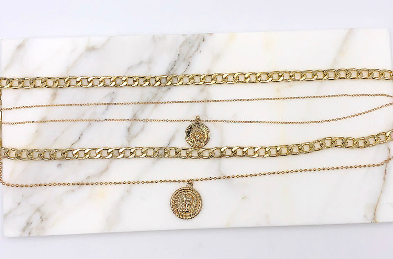 Bohemian Cuban Link Necklace Set, Coin Pendant Necklace, Boho Stackable Necklace, Layered Necklace, Trendy Jewelry, Unique Necklace, Gifts