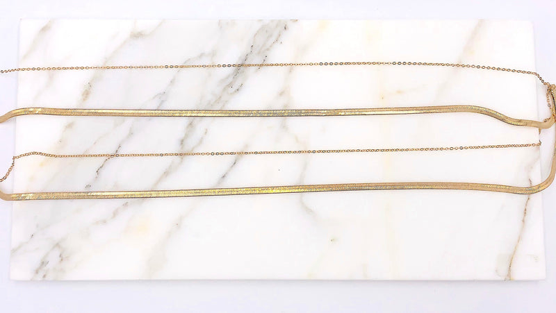 Gold Snake Chain Stacked Necklace Set, Boho Jewelry, Minimalist Necklace, Layered Gold Chain, Elegant Necklace Set, Multi Strand Necklace