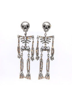 Jeweled Skeleton Dangle Earrings, Fun Halloween Earrings, Crystal Skeleton Drop Earrings, Bones Drop Skeleton Earring, Halloween Accessories