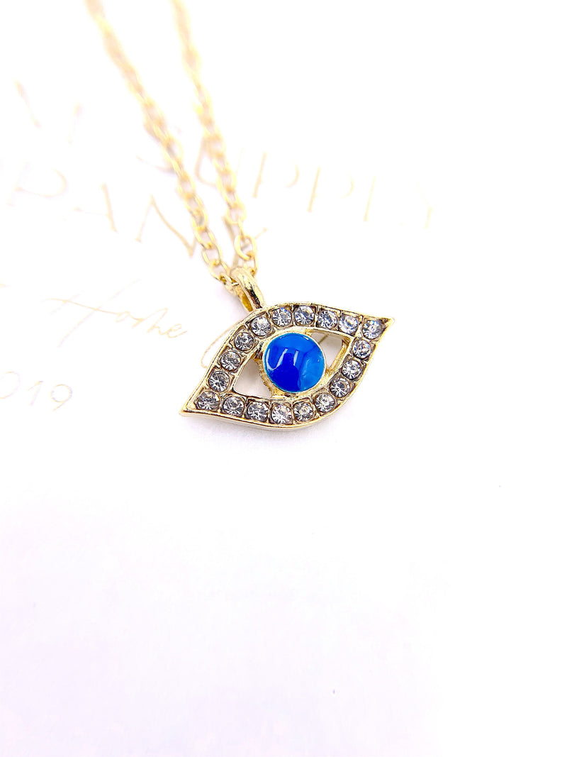 Jeweled Evil Eye Pendant Necklace, Protection Jewelry, Boho Jewelry, Good Luck Gifts, Bohemian Necklace, Turkish Evil Eye, Watchful Eye