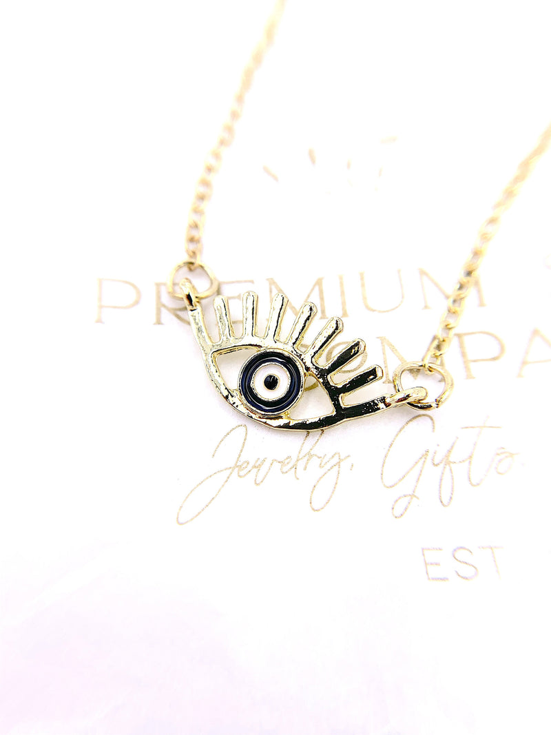 Dainty Gold Evil Eye Necklace, Clavicle Pendant Necklace, Minimalist Necklace, Boho Jewelry, Black And White Turkish Evil Eye Necklace,