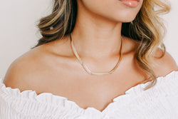 Gold Snake Chain Boho Necklace, Minimalist Herringbone Necklace, Everyday Necklace, Gifts For Her, Dainty Gold Chain, Thin Clavicle Necklace