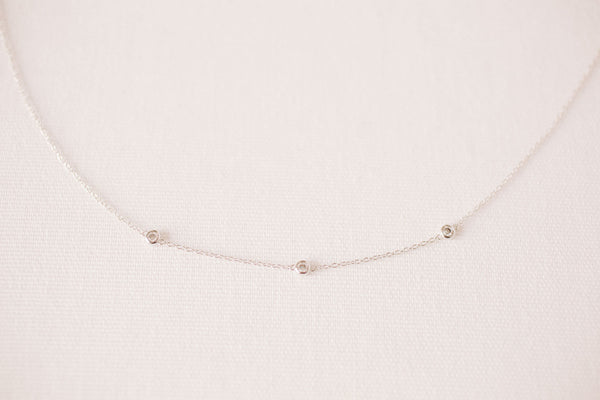 925 Silver and Crystal Necklace, Dainty Silver Choker, Boho Jewelry, Pendant Necklace, Anniversary Gift For Her, Short Clavicle Necklace