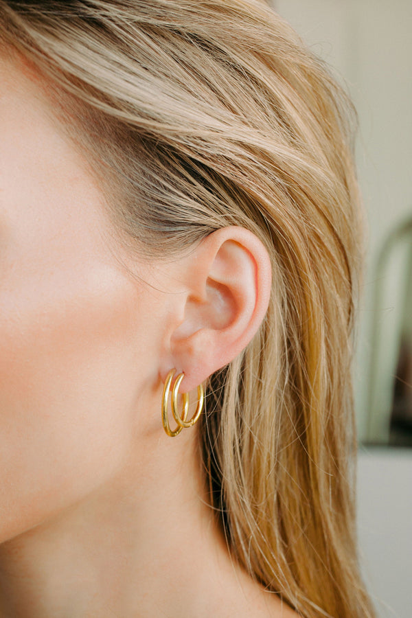 Thin Gold Hoop Earrings, Stainless Steel Gold Hoop Earrings, 25mm, 20mm, 15mm Simplistic Jewelry, Minimalist Boho Earrings, Hinged Hoops,