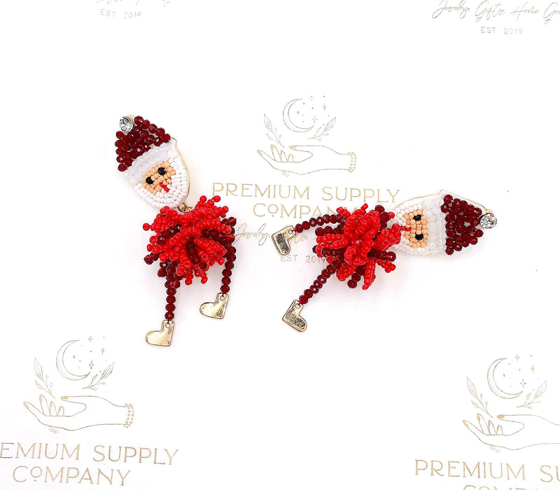 Cute Santa Clause Dangle Earrings, Beaded Santa Earrings, Christmas Earrings, Fun Holliday Jewelry, Hand Beaded Whimsical North Pole Earring