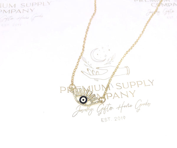 Dainty Gold Evil Eye Necklace, Clavicle Pendant Necklace, Minimalist Necklace, Boho Jewelry, Black And White Turkish Evil Eye Necklace,